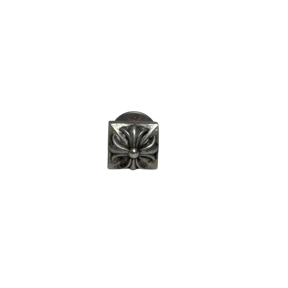 Chrome Hearts Sterling Silver Maltese Cross Pyramid Stud Earring